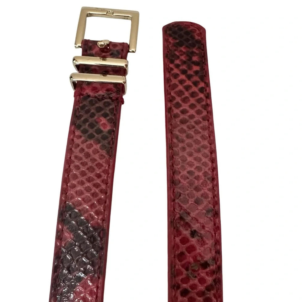 Talbots Red & Black Snakeskin Print Belt with Gold Adjustable Buckle